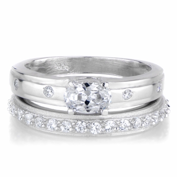 Mary Kay's Unique Oval Cut CZ Wedding Ring Set