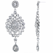 Mary's Red Carpet Silvertone Rhinestone Dangle Earrings
