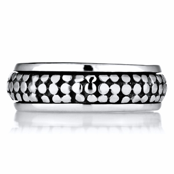 Maxim's Etched Silvertone Ring - 9mm