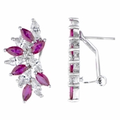 Maxine's Marquise Cut Clear and Red CZ Cluster Earrings