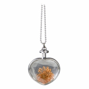 Mila's Silver Dried Flower Glass Heart Locket Necklace - Orange