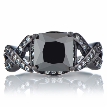Millicent's Princess Cut Black CZ Engagement Ring