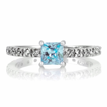 Minnie's Princess Cut CZ Promise Ring - 1 CT Blue CZ