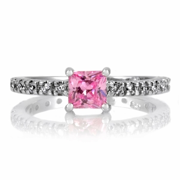 Minnie's Princess Cut CZ Promise Ring - 1 CT Pink CZ