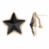 Mireille's Black & Goldtone Jumbo Star Earrings