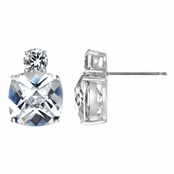 Mirna's 10.6 TCW Cushion Cut Cubic Zirconia Earrings- Clear