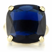 Morgan's Blue CZ Goldtone Cocktail Ring