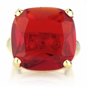 Morgan's Red CZ Goldtone Cocktail Ring