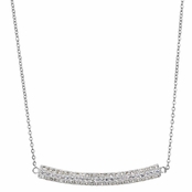 Natalie's Silvertone Triple Row Curved Pave CZ Necklace