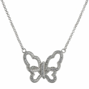 Nicole's Silvertone Pave Butterfly Necklace