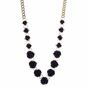 Nina's Goldtone and Black Rose Statement Necklace