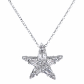 Nita's Silvertone Marquise Cut CZ Star Charm Necklace