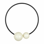 Novia's Designer Style Double Imitation Pearl Black and White Collar Necklace