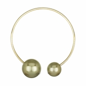 Nyoka's Designer Style Double Goldtone Imitation Pearl Collar Necklace