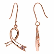 Olivia's Pink Goldtone Ribbon Breast Cancer Awareness Dangle Earrings