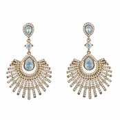 Omaria's Teardrop Fan Crystal Rhinestone Dangle Evening Earrings
