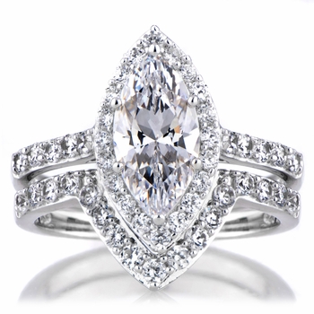 Padgett's Marquise Cut CZ Engagement Ring and Guard Set