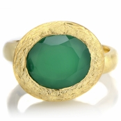 Parina's Oval Cut Green Stone Goldtone Cocktail Ring