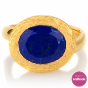 Parina's Oval Cut Blue Stone Goldtone Cocktail Ring