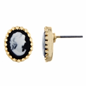 Patricia's Goldtone and Black Cameo Stud Earrings