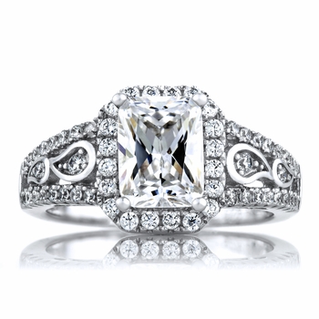 Pavi's 1.74ct Art Deco Style Emerald Cut CZ Engagement Ring