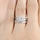 Perla's Triple Row Princess Cut Halo CZ Wedding Ring Set