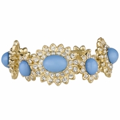 Pia's Fancy Blue Oval and Goldtone Rhinestone Bracelet