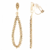 Pilar's Fancy Champagne Rhinestone Pear Drop Clip On Earrings