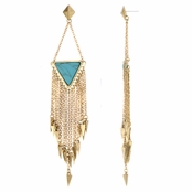 Pola's Imitation Turquoise Bohemian Fringe Drop Earrings