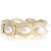 Poppy's Goldtone and Imitation Pearl Magnetic Cuff Bracelet