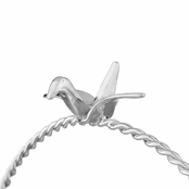 Rae's Silvertone Stackable Charm Bangle Bracelet - Origami Crane
