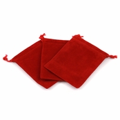 Red Velour Large Gift Pouch Set of 3 - 4 Inches