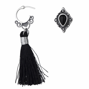 Reyah's Black Tassel Antique Earrings