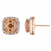 Rocio's Rose Goldtone and Peach CZ Cushion Cut Stud Earrings
