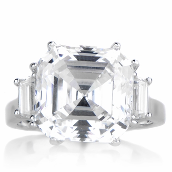 Roja's 9 ct Asscher Cut 3 Stone Engagement Ring
