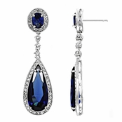 Rori's Pear Drop CZ Dangle Earrings  - Blue CZ
