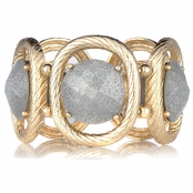 Rosalyn's 70's Style Goldtone and Grey Stretch Bracelet