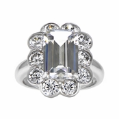Rosina's CZ Flower Inspired Vintage Ring - Emerald Cut