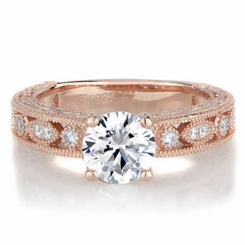 Maya's Round Cut Antique Style Rose Goldtone Engagement Ring