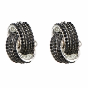 Sally's Fancy Black Rhinestone Love Knot Clip On Earrings