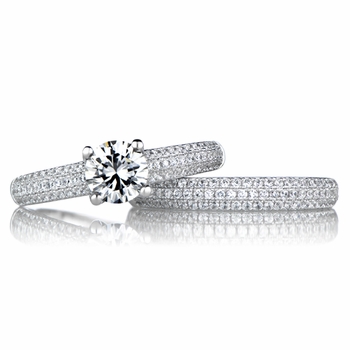 Salma's Round Cut Cubic Zirconia Wedding Ring Set
