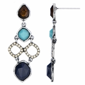 Sandra's Blue and Red Stone Bohemian Dangle Earrings