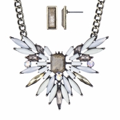 Saranda's Byzantine Statement Necklace - White and Goldtone