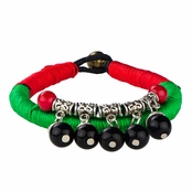 Scarlett's Woven Green & Red Handmade Beaded Charm Bracelet