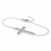 Sela's Micro Pave Sideways Cross Charm Bracelet