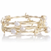 Senna's 3 pc Goldtone and Imitation Pearl Bracelet Set