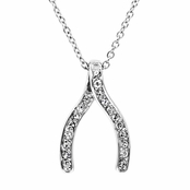 Silver CZ Wishbone Necklace
