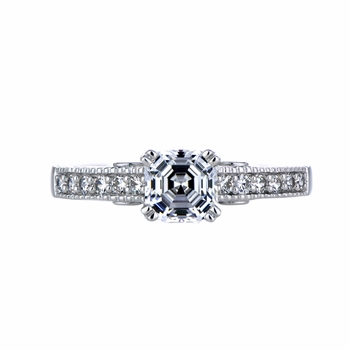 Shayla's Asscher Cut Aqua Heart CZ Engagement Ring