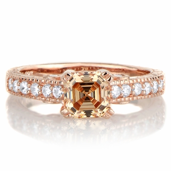 Shayla's 1.24ct Rose Goldtone and Peach CZ Engagement Ring