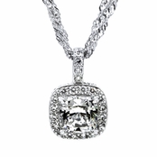 Sheera's Cushion Cut Necklace - 18" Triple Singapore Chain